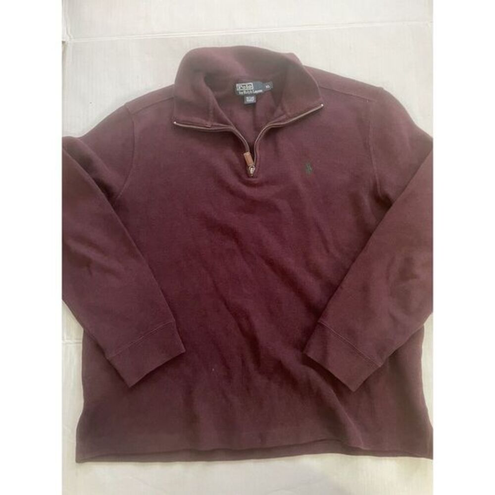 Polo Ralph Lauren Mens 1/4 Zip Pullover Sweater Size XL Maroon Red Mens LS